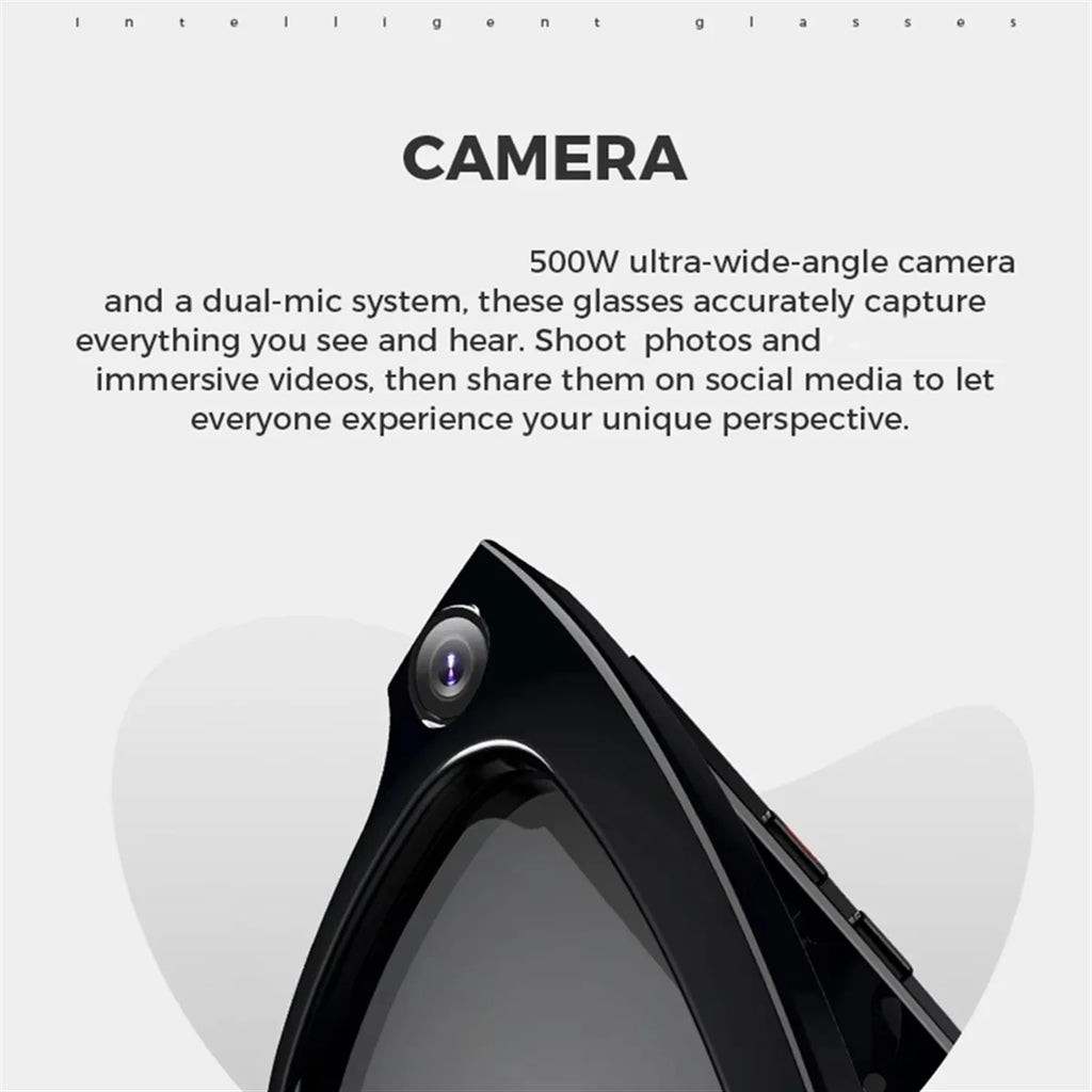NEW AI Glasses 500W HD Anti-Shake Camera Glasses Ai Translation Calls,Video Recording Photo Taking Bluetooth Headset Glass,B