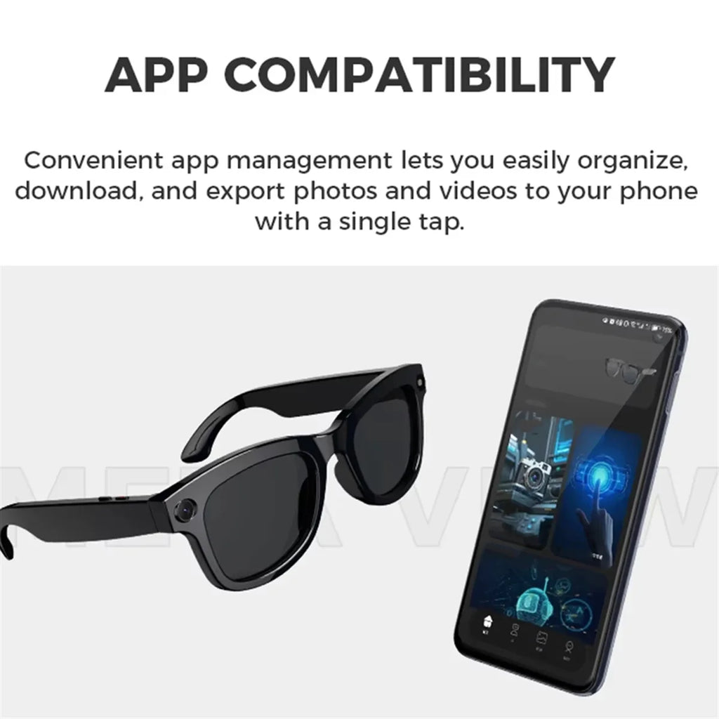 NEW AI Glasses 500W HD Anti-Shake Camera Glasses Ai Translation Calls,Video Recording Photo Taking Bluetooth Headset Glass,B